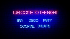 Advertising neon signage  with a wall background for night pub video. concept morphling of the light., 4K Video - Powered by Shutterstock - Get 15% off with code: PIKWIZARD15