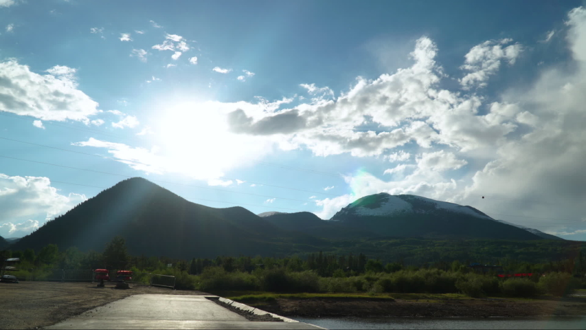 Clouds Over Mountain Peaks in Breckinridge Colorado USA Time Lapse. Summer View on Popular Ski Resort