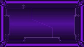 Animation of opening and closing purple-black sci-fi gate with frame and green blank space for movie template.