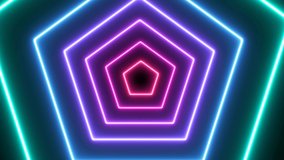 Seamless Loop of 3D Abstract Spinning Geometry Background in Colorful  Fluorescent Neon Ultraviolet Light