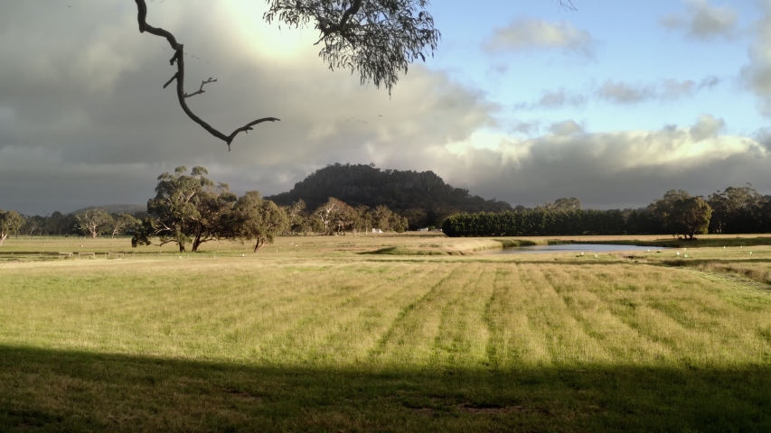 Aerial shot moving towards Hanging Rock - 4k drone video