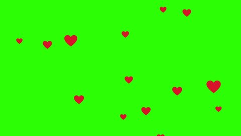 green screen with hearts. Animation of seamless loop.