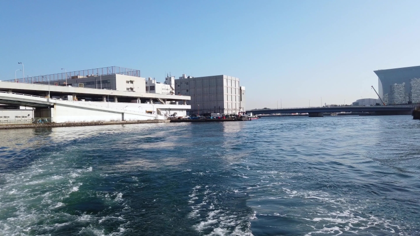 Scenery from the cruise in Yokohama City, Kanagawa Prefecture, Japan. Yokohama MinatoMirai is an area facing Yokohama Port.