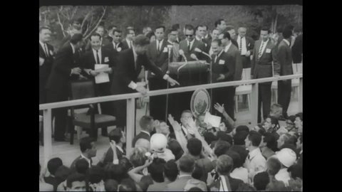 CIRCA 1963 - JFK gives a speech at the University of Costa Rica, speaking on economic aid for Central America and curtailing communism.