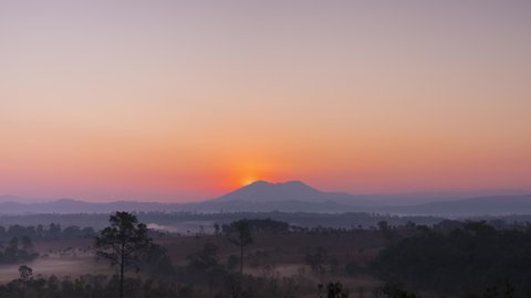 Time lapse of landscape view in morning at thung salaeng luang national park in Phitsanulok Province, Thailand