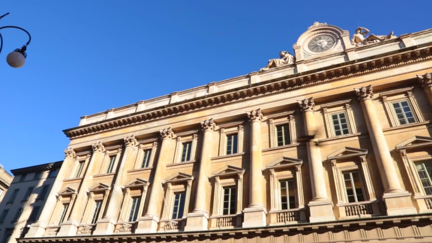 historical building in the downtown of milan city in italy