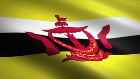 Flag of Brunei. Waving flag with highly detailed fabric texture seamless loopable video. Seamless loop with highly detailed fabric texture. Loop ready in 4K resolution 2160p 60fps