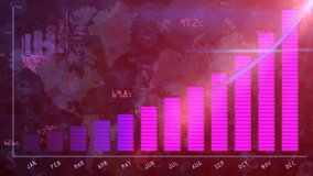 Glowing stock market desk and growth chart for annual report. This business concept shows the changing charts of profit or shares throughout the year. Arrow on the chart shows that profit are growth. - Powered by Shutterstock - Get 15% off with code: PIKWIZARD15