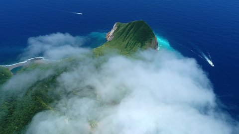 Aerial view of beautiful Guishan Island or called "Turtle Island" in Yilan, Taiwan.