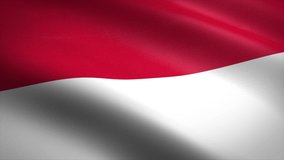 Flag of Indonesia. Waving flag with highly detailed fabric texture seamless loopable video. Seamless loop with highly detailed fabric texture. Loop ready in 4K resolution 2160p 60fps