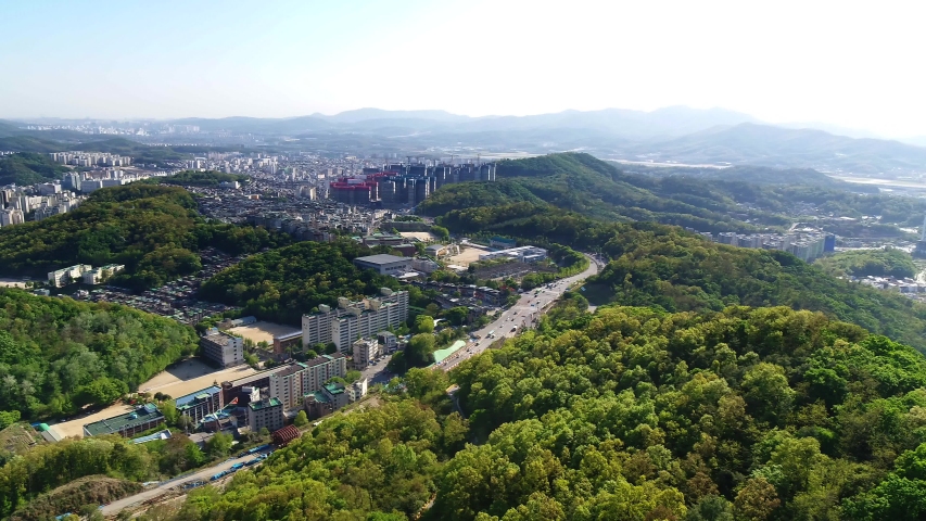 Aerial view of the Gwangju city from Namhansanseong-ro Gwangju, S.Korea