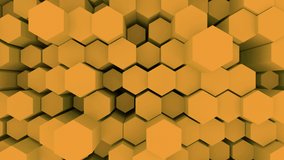 Abstract 3d geometric hexagon shapes moving like waves. Colored object animation. Seamless loop 4k.