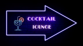 Cocktail lounge neon signage with a wall background for nightlife pub video. concept morphling of the light., 4K Video - Powered by Shutterstock - Get 15% off with code: PIKWIZARD15