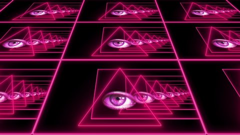 All Seeing Eye Neon Mosaic Background. The Eye of Providence represents the eye of God watching over humanity
