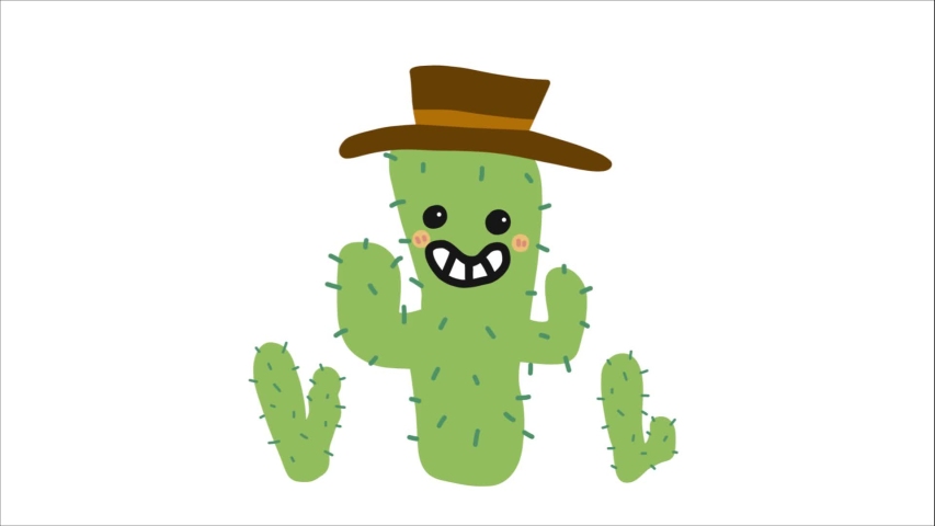Cowboy cactus cartoon doodle style