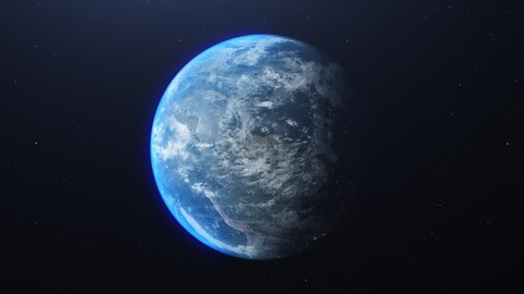 Planet earth from space. Planet earth rotating animation.3D Volumetric clouds.