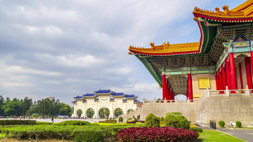 4K Timelapse of Chiang Kai Shek Memorial hall in Taipei City, Taiwan