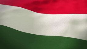Loopable, Hungarian (Hungary) 4K Flag (3840x2160) with detailed fabric texture waving in wind. Realistic 3D Animation. Subtle Background-Video with less distortion and evenly lighting. 