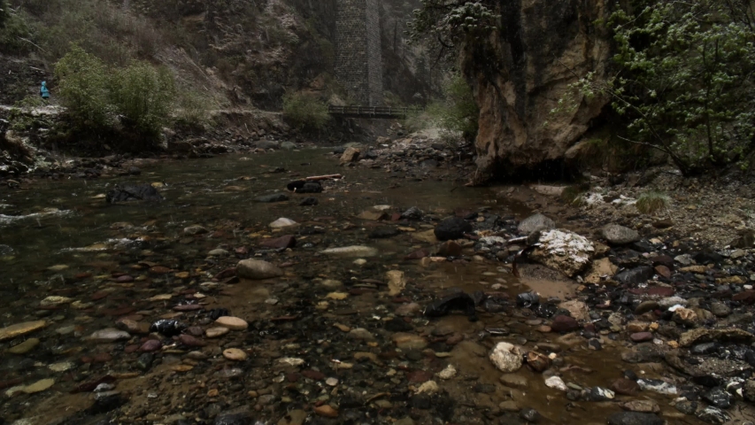 Landwasser Viaduct at Winter Snowy Day in Switzerland.