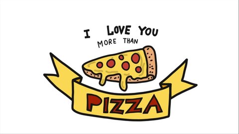 I love you more than pizza word cartoon 
