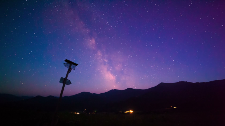 milky way galaxy over the mountains