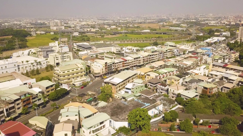 Aerial shot of skyline & buildings in Taichung,Taiwan