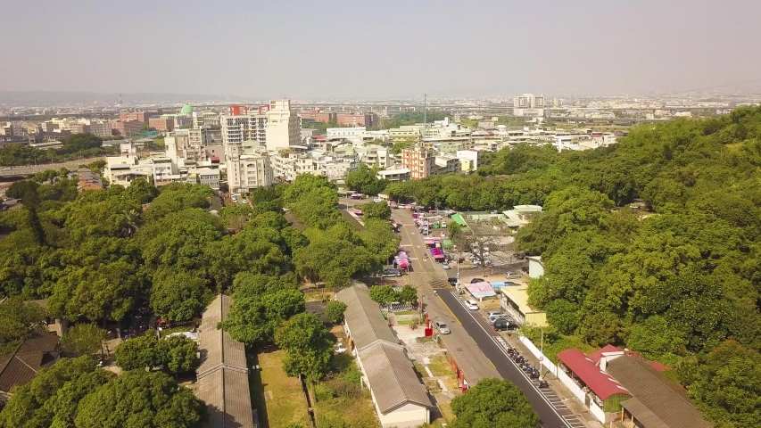 Aerial shot of skyline & buildings in Taichung,Taiwan