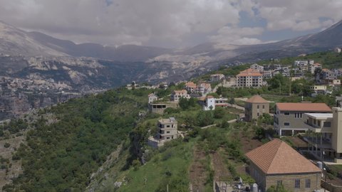 Village in Lebanon with mountains
