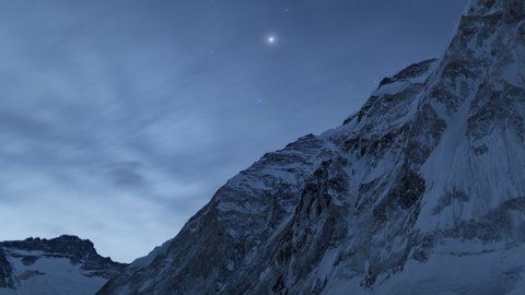 Stars rising over the Lhotse face on Mt Everest