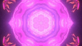 Abstract background pink kaleidoscopical. Illustration for vj, disco, trance, meditation. Unique and inimitable design. Seamless pattern.