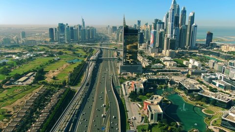 DUBAI, UNITED ARAB EMIRATES - DECEMBER 26, 2019. Aerial view of Dubai Internet City area