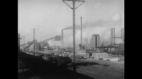 CIRCA 1940s - A steel mill is shown in Bethlehem in Pennsylvania illustrates industrial America in the 1940s.