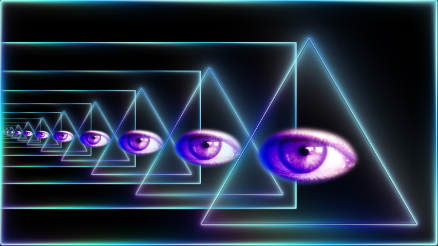 Watchful Eyes Prism Refraction Loop Background. The Eye of Providence represents the eye of God watching over humanity Royalty-Free Stock Footage #1043775355