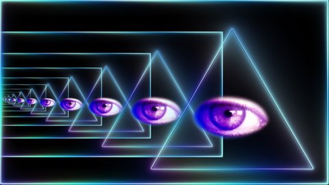 Watchful Eyes Prism Refraction Loop Background. The Eye of Providence represents the eye of God watching over humanity