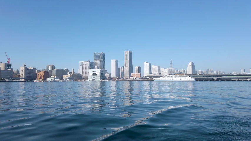 Scenery from the cruise in Yokohama City, Kanagawa Prefecture, Japan. Yokohama MinatoMirai is an area facing Yokohama Port.