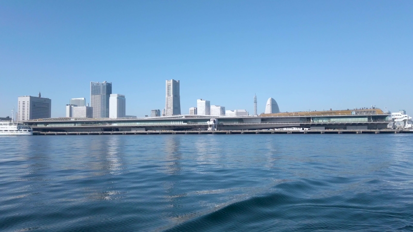 Scenery from the cruise in Yokohama City, Kanagawa Prefecture, Japan. Yokohama MinatoMirai is an area facing Yokohama Port.