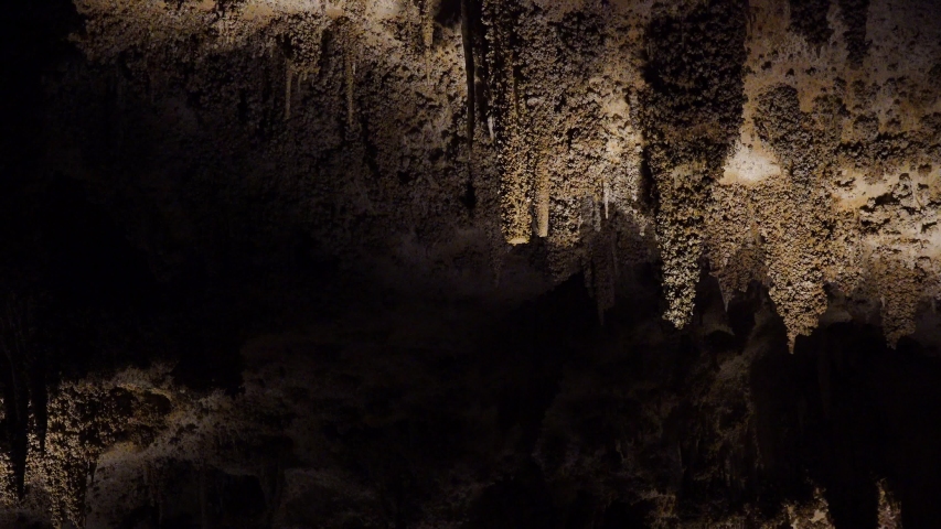 Staloctite and stalogmite in a karst cave in New Mexico