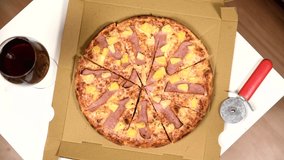 Fresh and hot Hawaiian Pizza in detailed 4K UHD
