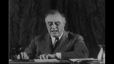 CIRCA 1937 - A fireside chat by FDR is recorded, wherein he discusses the importance of elevating the working class.