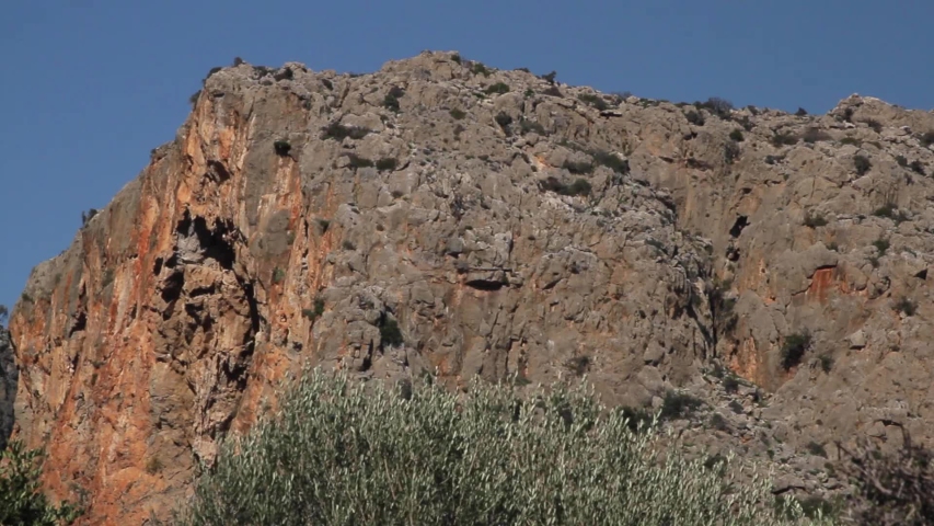 Mountains, rocks and olive trees on the Greek island of Crete