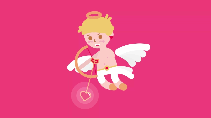 Cupid shoots the flying letter to say happy valentine