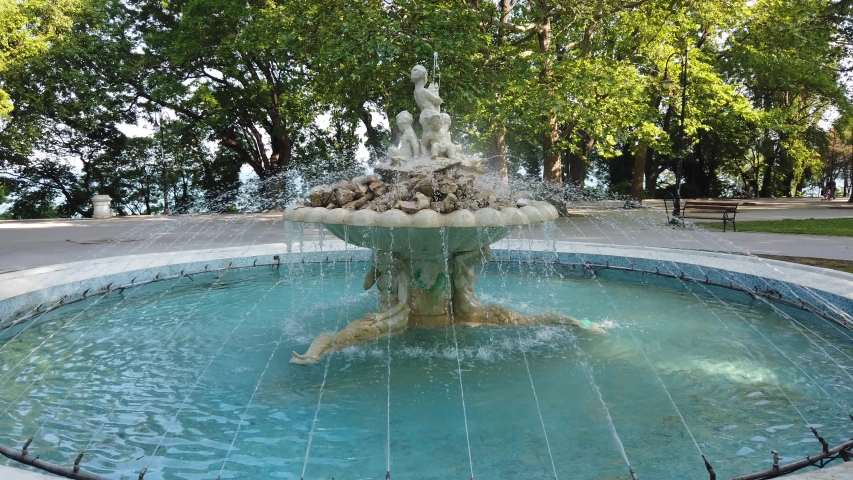 Beautiful fountain in sea garden in Varna, the sea capital of Bulgaria