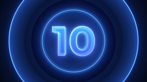 Blue Circle Neon Ten Seconds Countdown Stock Footage Video (100% ...