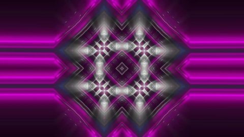 Disco kaleidoscopes background with glowing neon colorful lines and geometric shapes. 3d rendering backdrop