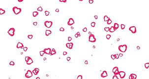 Romantic hand drawn pattern with doodle red hearts. For St. Valentines Day, Mother's Day, wedding anniversary. Wedding invitation e-card. 3D rendering animation. Seamless loop 4k video.