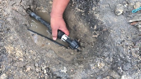 Process Repair Leaking Pipe Outdoor Stock Footage Video (100% Royalty