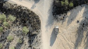Aerial Footage over Van Driving in dusty road and Pine forest
Drone view Folows Van on Dirt Road and Pine Forest
