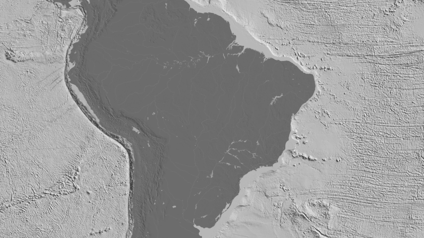 Mato Grosso, state with its capital, zoomed and extruded on the bilevel map of Brazil in the conformal Stereographic projection