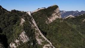 Climbing the Great Wall of China cinemagraphic aerial shot
