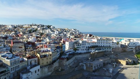 Drone shot of the Medina, old city Tangier. Morocco N.Africa